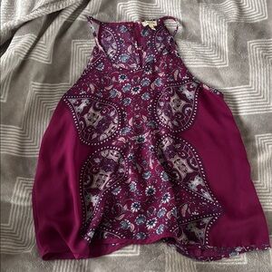 Lily White Magenta Paisley Top